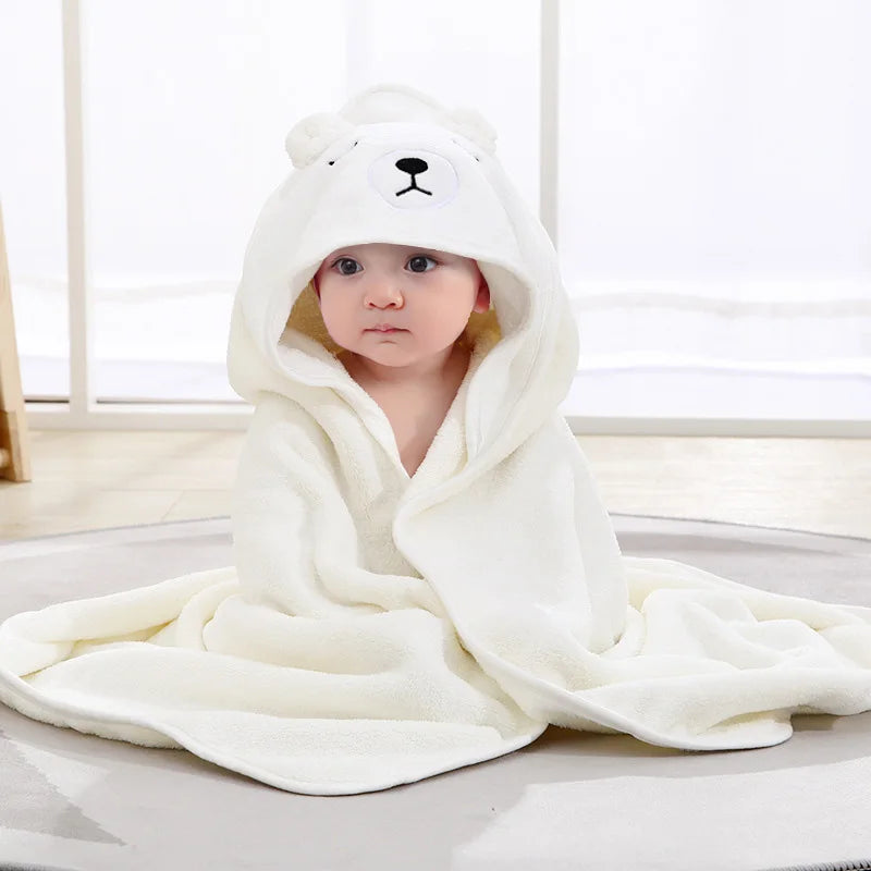 Adorable Cartoon Animal Hooded Bath Towels for Babies - Soft and Cozy Toddler Bathrobe & Swaddle Wrap in Fun Colors!