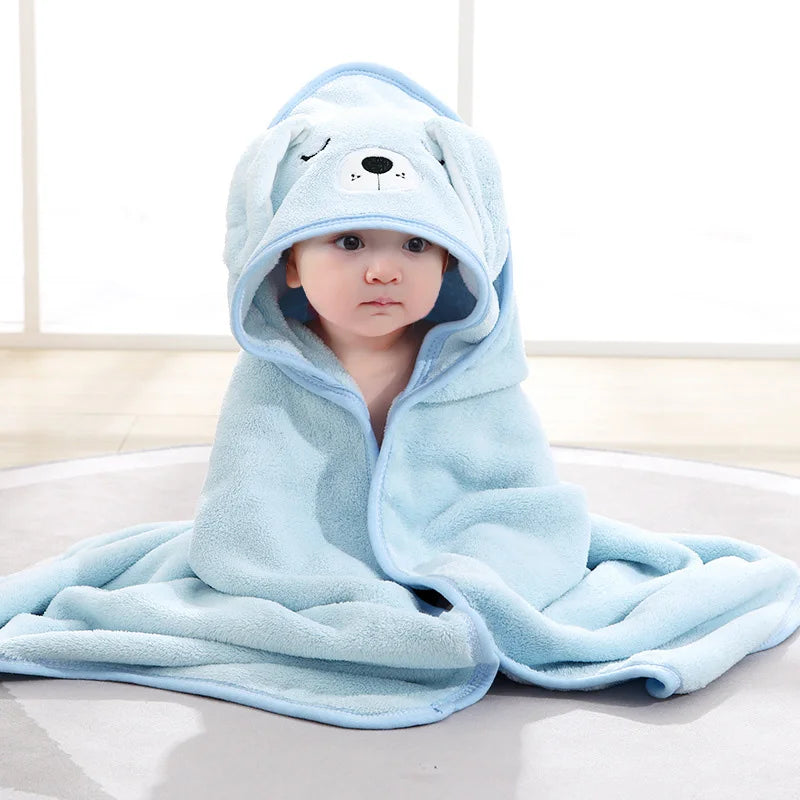 Adorable Cartoon Animal Hooded Bath Towels for Babies - Soft and Cozy Toddler Bathrobe & Swaddle Wrap in Fun Colors!